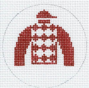 XO-140bb Jockey Silk Ornament with Red and White Diamonds 13 Mesh The Meredith Collection