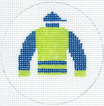 XO-140ff Jockey Silk Ornament Green Body with Blue Sleeves 13 Mesh The Meredith Collection