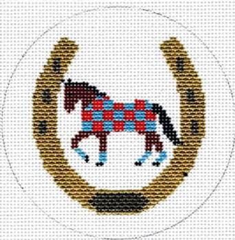 XO-141c Horse Shoe with Horse Jumping 18 Mesh The Meredith Collection