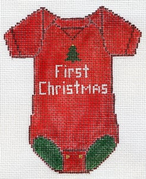 XO-183d Baby Onesie - Red, First Christmas 18 Mesh The Meredith Collection