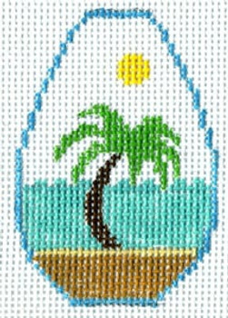 KO-3k Palm Tree  Canvas and Leather 18 Mesh KEY CHAIN - OVAL The Meredith Collection