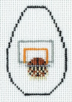 KO-11c Basketball And Goal Canvas and Leather 18 Mesh KEY CHAIN - OVAL The Meredith Collection