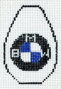 KO-13c BMW Symbol Canvas and Leather 18 Mesh KEY CHAIN - OVAL The Meredith Collection