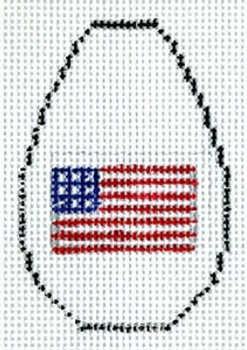 KO-12a USA Flag Canvas and Leather 18 Mesh KEY CHAIN - OVAL The Meredith Collection