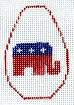 KO-12c Republican Elephant Canvas and Leather 18 Mesh KEY CHAIN - OVAL The Meredith Collection