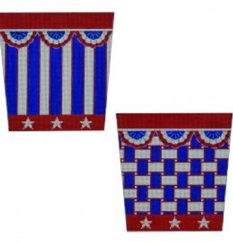 BAS02 Pepperberry Designs Patriotic Basket (4sides) 13 m Fin 8.5H x 8W x 8D