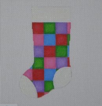 MS12 Quilt Square Mini Stocking 3 x 5.25 18 Mesh Pepperberry Designs 