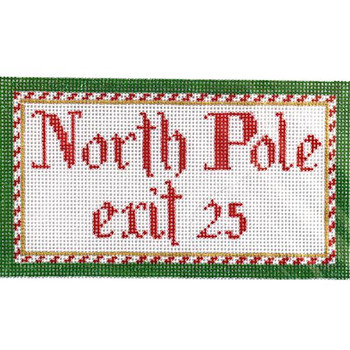 SC-08 NORTH POLE EXIT, ORNAMENT 5 "X 4" 18 Mesh KIMBERLY ANN NEEDLEPOINT!