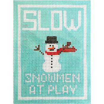 SC-03 SNOWMEN AT PLAY, ORNAMENT 4"X 4" 18 Mesh KIMBERLY ANN NEEDLEPOINT!