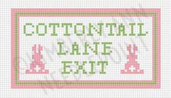 ESS-12 COTTONTAIL LANE EXIT, ORNAMENT 4"X 4" 18 Mesh KIMBERLY ANN NEEDLEPOINT!