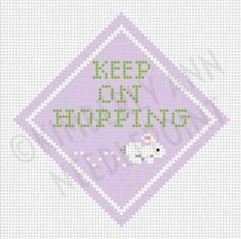 ESS-07 KEEP ON HOPPING, ORNAMENT 4"X 4" 18 Mesh KIMBERLY ANN NEEDLEPOINT!