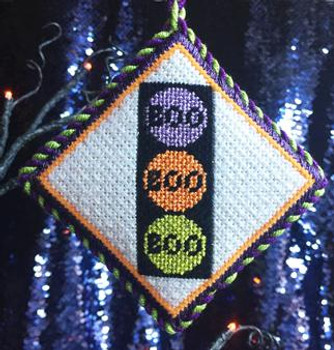 HSS-09 BOO, BOO, BOO LIGHTS,ORNAMENT 4"X 4" 18 Mesh KIMBERLY ANN NEEDLEPOINT!