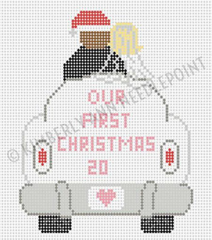 OFC-03 JUST MARRIED CAR, ORNAMENT 4"X 4"18 Mesh KIMBERLY ANN NEEDLEPOINT!