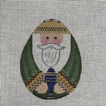 FS-21e Green Wiseman 3” x 4” 18 Mesh Nativity Shown Finished Funda Scully