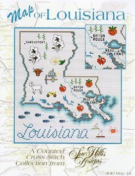 Louisiana Map by Sue Hillis Designs 7441 