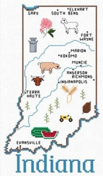Indiana Map by Sue Hillis Designs 7437