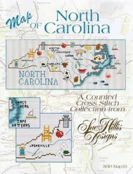 North Carolina Map by Sue Hillis Designs 7456 