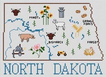 North Dakota Map by Sue Hillis Designs 7457 