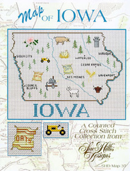 Iowa Map by Sue Hillis Designs 7438 