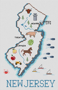New Jersey Map by Sue Hillis Designs 7453 
