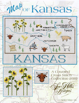 Kansas Map by Sue Hillis Designs  7439 