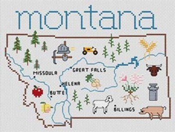 Montana Map by Sue Hillis Designs 7449 