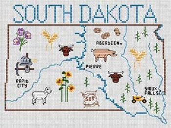 South Dakota Map Sue Hillis Designs 7464 