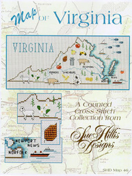 Virginia Map 174w x 72h Sue Hillis Designs 7469