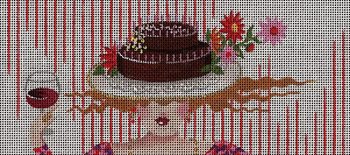7611 Birthday Girl And Cake 18 Mesh 8" x 4" Leigh Designs