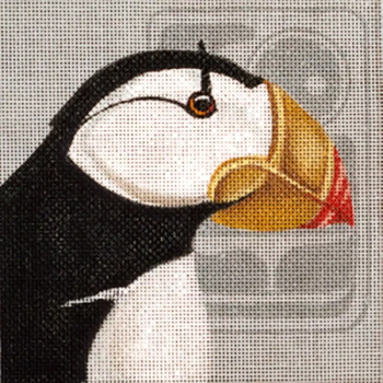 4181 Leigh Designs Horned Puffin 5" x 5" 18 Mesh Penguin & Puffin Coaster