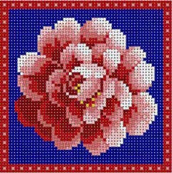 X-124 Rose on Blue 12 Mesh 5x5  Treglown Designs