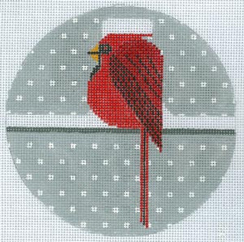 Ornament HC-O311 Cool Cardinal Charley Harper 18  Mesh 5" Round