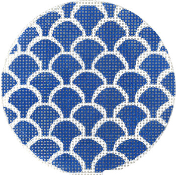 SOS1008 Dark Blue Scales Hand-painted canvas 18 Mesh 3in. ROUND BJ Size Lee's Needle Arts