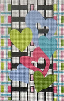 169a Colorful Hearts I W/STITCH GUIDE 4.25 x 7 18 Mesh Map Designs 