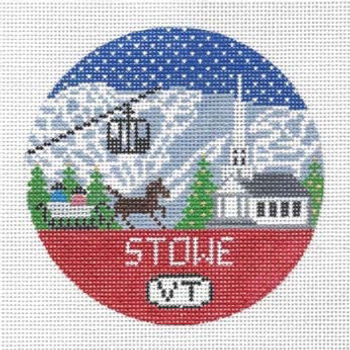 Stowe, Vermont ‐ Round 4.25 x 4.25 18 Mesh Doolittle Stitchery R106