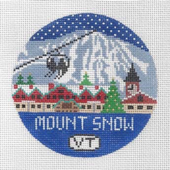Mount Snow, Vermont  ‐ Round 4.25 x 4.25 18 Mesh Doolittle Stitchery R105 