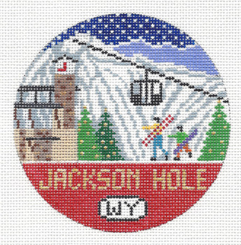 Jackson Hole, Wyoming ‐ Round 4.25 x 4.25 18 Mesh Doolittle Stitchery R129 