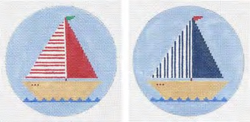 Ornament Sailboat Red O109 Only 4.25 x 4.25 18 Mesh Doolittle Stitchery