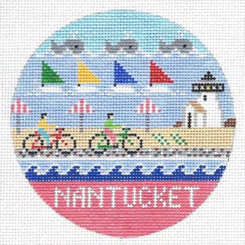 Nantucket Massachusetts Round 4.25 x 4.25 18 Mesh Doolittle Stitchery R301