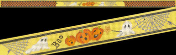 ED-17116 Spooky Boo Belt 18g, 1" x 31", on butter canvas DeDe's Needleworks