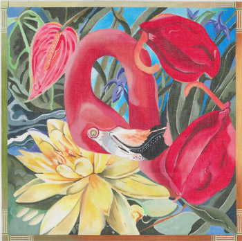 JJA-4026  Flamingo/Purple Iris 18g, 14" x 14" JOY JUAREZ