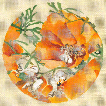 JJL-013 California Poppy LINEN 18g, 5.5" diameter JOY JUAREZ  