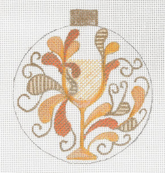 GS-660 Paisley White Wine Ornament 18g, 4.25" x 4.75" Sharon G