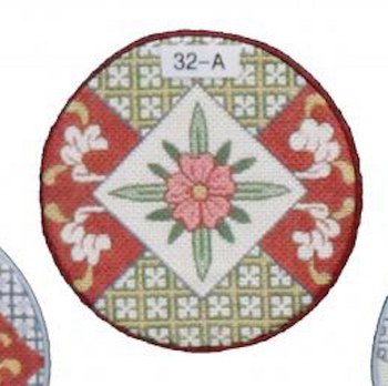 32-A Imari Rust/ Regency - Jewel Case PreFinished 4.5″ diameter, 2.5″ height Example Shown Creative Needle