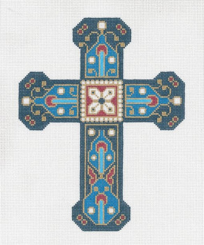 429-JH Cross Shades of Blue w/ Red C 18g, 6" x 8" Creative Needle