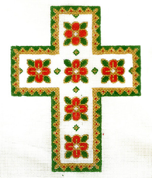 544-JH Cross w/ Red Flower Cross w/ Red Flower  18g, 4" x 5" Creative Needle