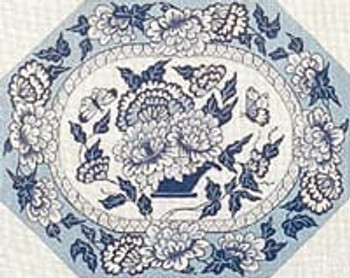 OD-153 All Blue Floral Platter Design 13g, 15" x 12" Creative Needle