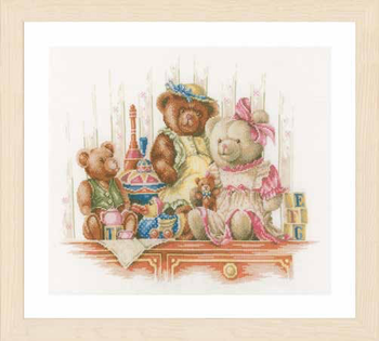 PN168381 Cntd Cross Stitch Kit Bears and toys 10,5 threads/cm (27ct) ivory Lanarte Kit 