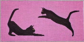 C108C 2 Black Cats/Pink  4x8.25 EyeCandy Needleart