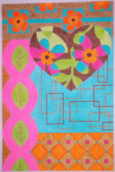 G113 Heart Blooms Mod Collage 6x9 EyeCandy Needleart